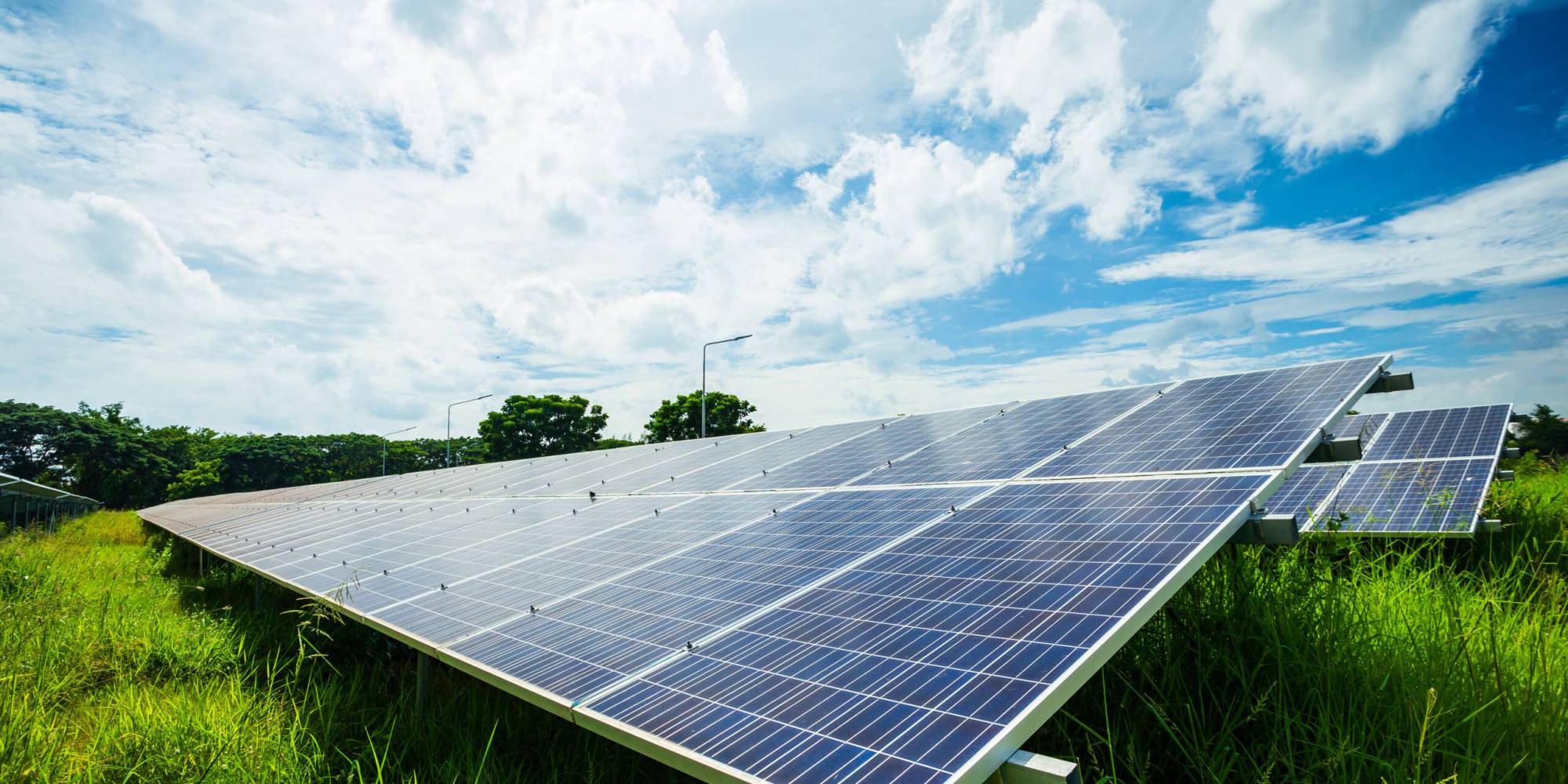 Solar panel on blue sky background, Alternative energy concept,Clean energy,Green energy.